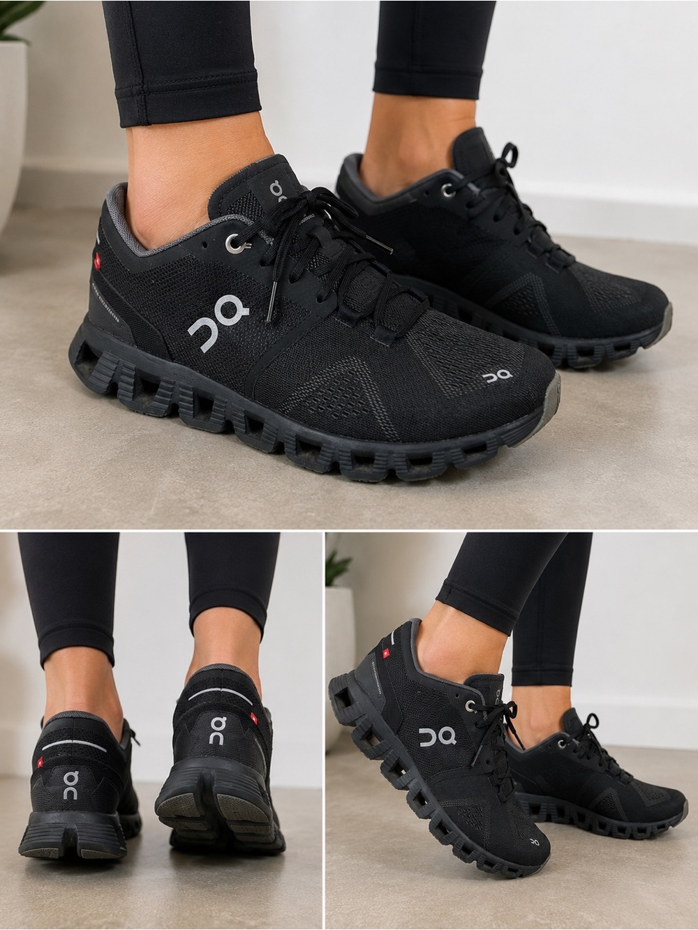On Running Cloud Women 7.5 Black Athletic Running Shoes Swiss Engineering